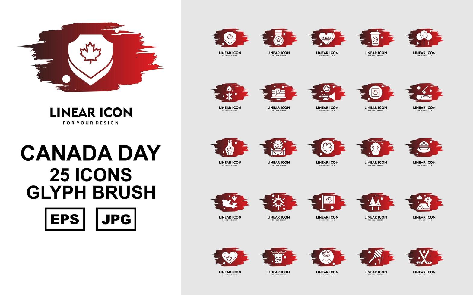 25 Premium Kanada Tag Glyphe Pinsel Icon Pack vektor