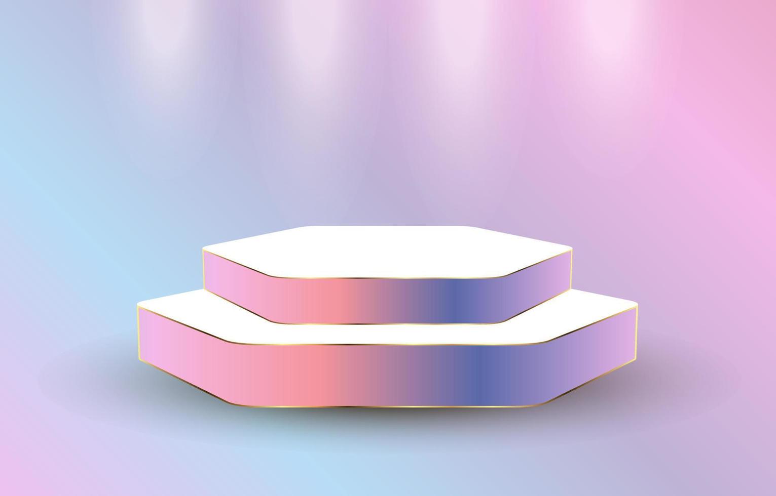 Zwei Schichten von Rainbow Premium Podium Display. eine Produktbühne für Präsentationsbranding und Verpackungsshowkonzepte. und Regenbogenhintergrund für die Studiobühne vektor