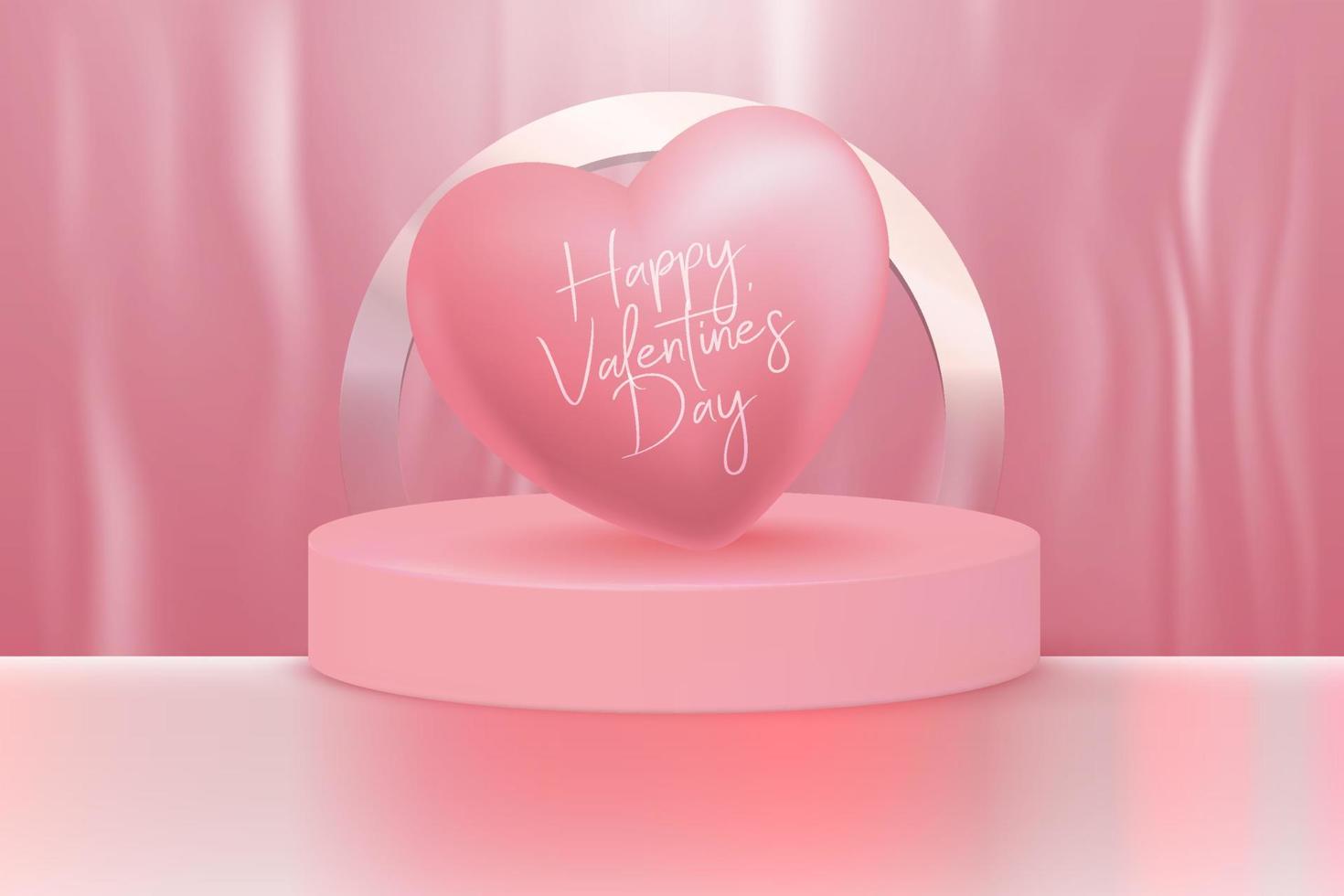 happy valentine's day editierbarer text mit realistischer 3d-liebe und podiumshintergrund vektor