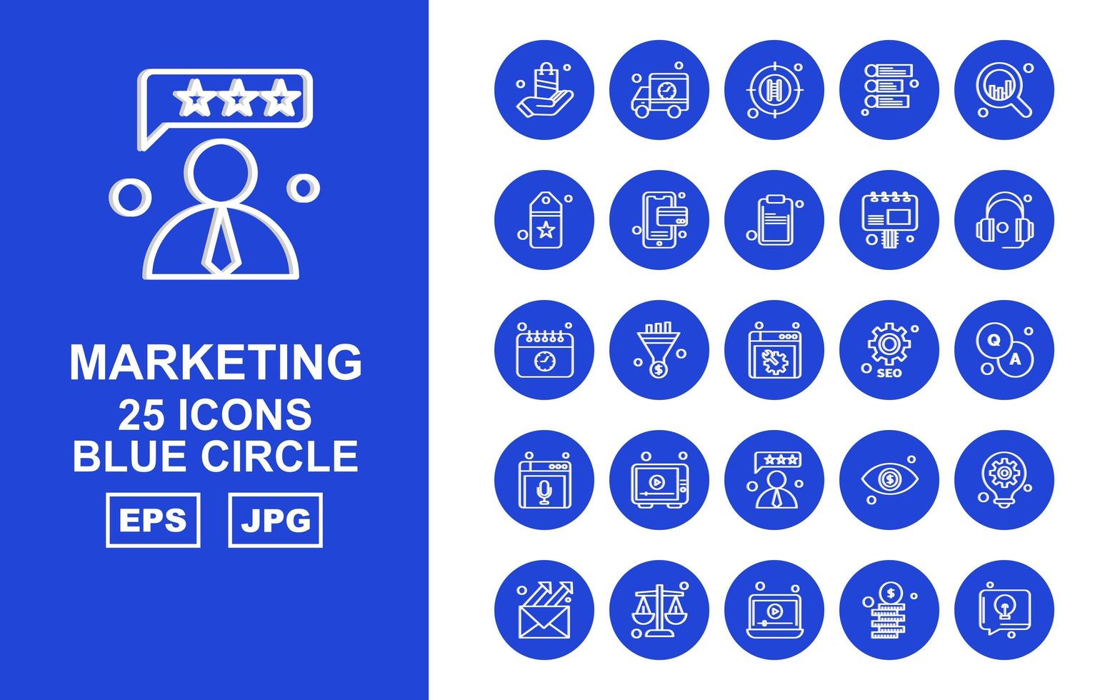 25 Premium Marketing Blue Circle Icon Pack vektor