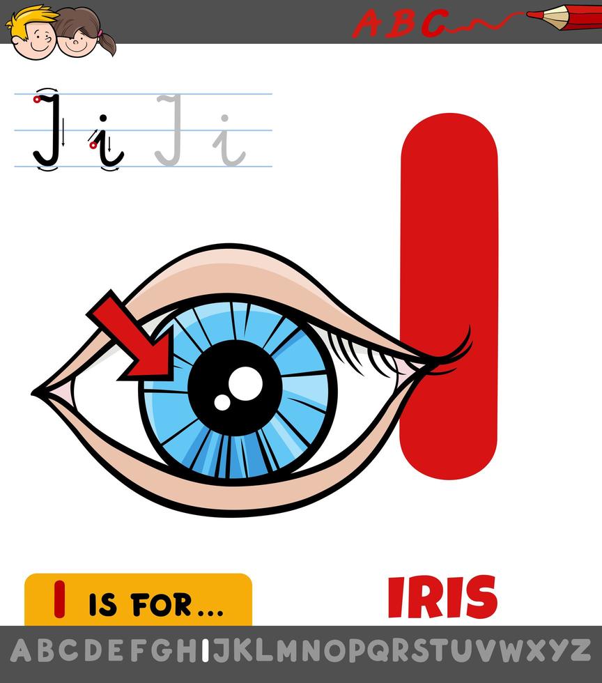 Brief ich Arbeitsblatt mit Iris Cartoon Illustration vektor