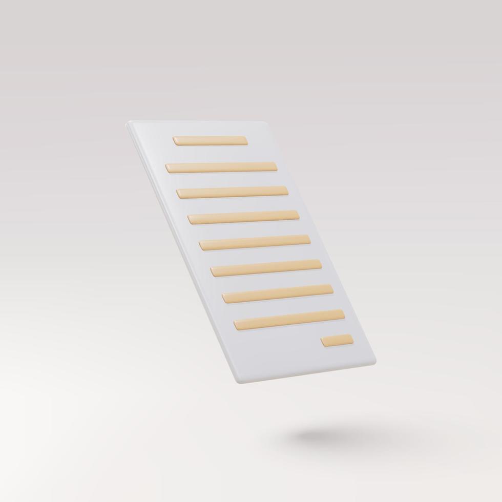 3d realistisk dokument ikon. papper lakan. vektor illustration.
