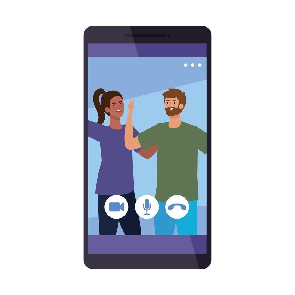 Frau und Mann auf Smartphone im Video-Chat-Vektor-Design vektor