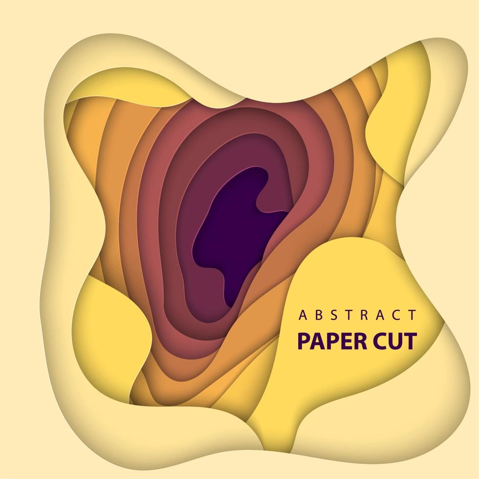 vektor bakgrund med gul och orange Färg papper skära former. 3d abstrakt papper konst stil, design layout för företag presentationer, flygblad, affischer, grafik, dekoration, kort, broschyr omslag.