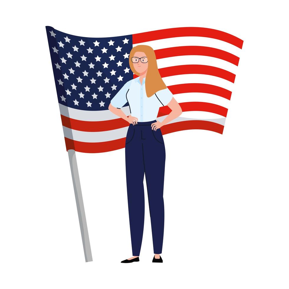 Geschäftsfrau mit USA-Flaggenvektorentwurf vektor