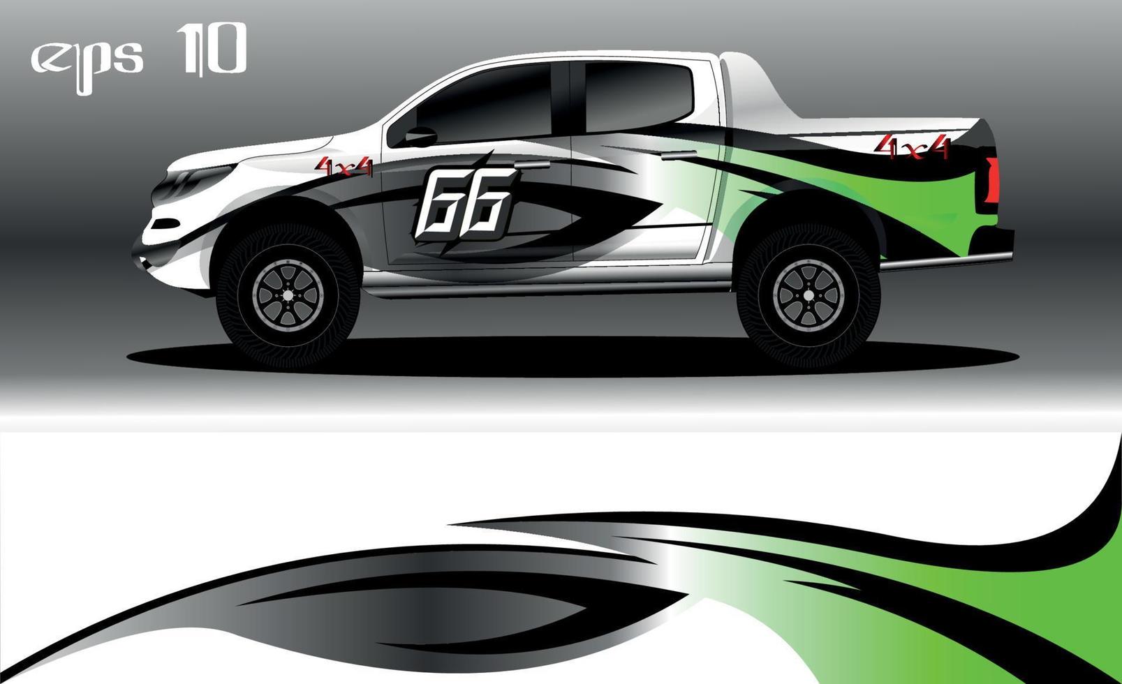 Rennwagen-Wrap-Design-Vektor. abstraktes Grafikstreifen-Rennhintergrund-Kit-Design für Fahrzeugfolierung, Rennwagen, Rallye, Abenteuer und Lackierung vektor