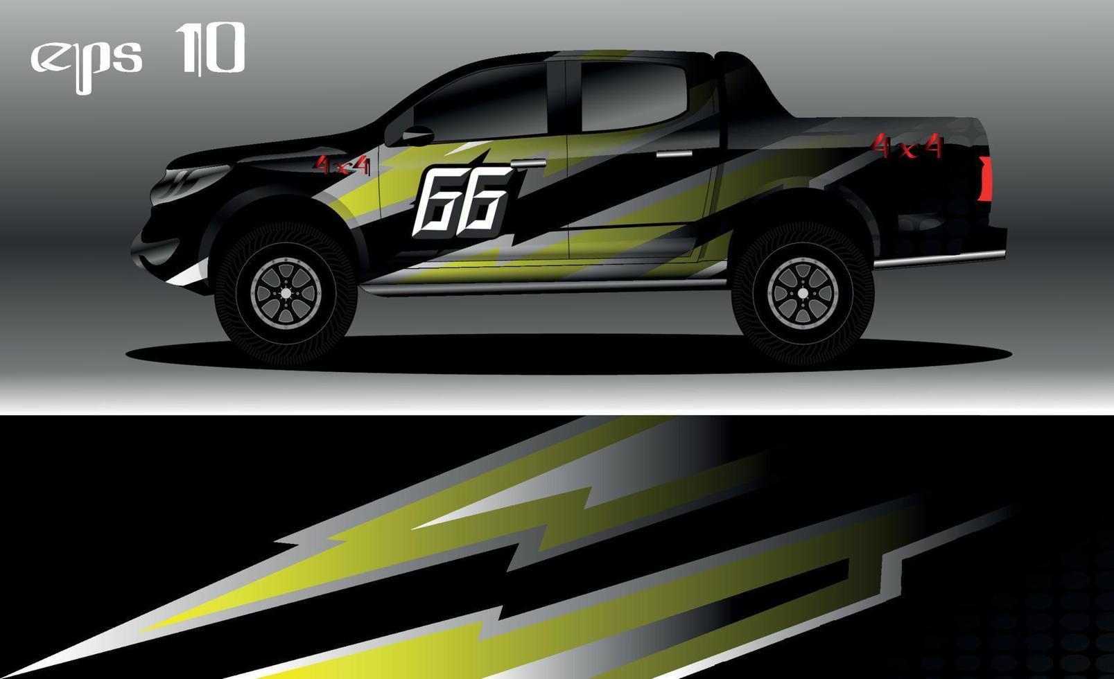 Rennwagen-Wrap-Design-Vektor. abstraktes Grafikstreifen-Rennhintergrund-Kit-Design für Fahrzeugfolierung, Rennwagen, Rallye, Abenteuer und Lackierung vektor