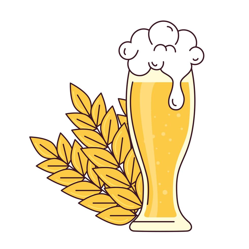 Glas Bier mit Schaum und Spitze auf weißem Hintergrund vektor