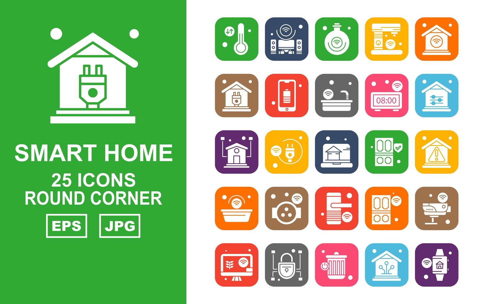 25 Premium Smart Home Round Corner Icon Pack vektor