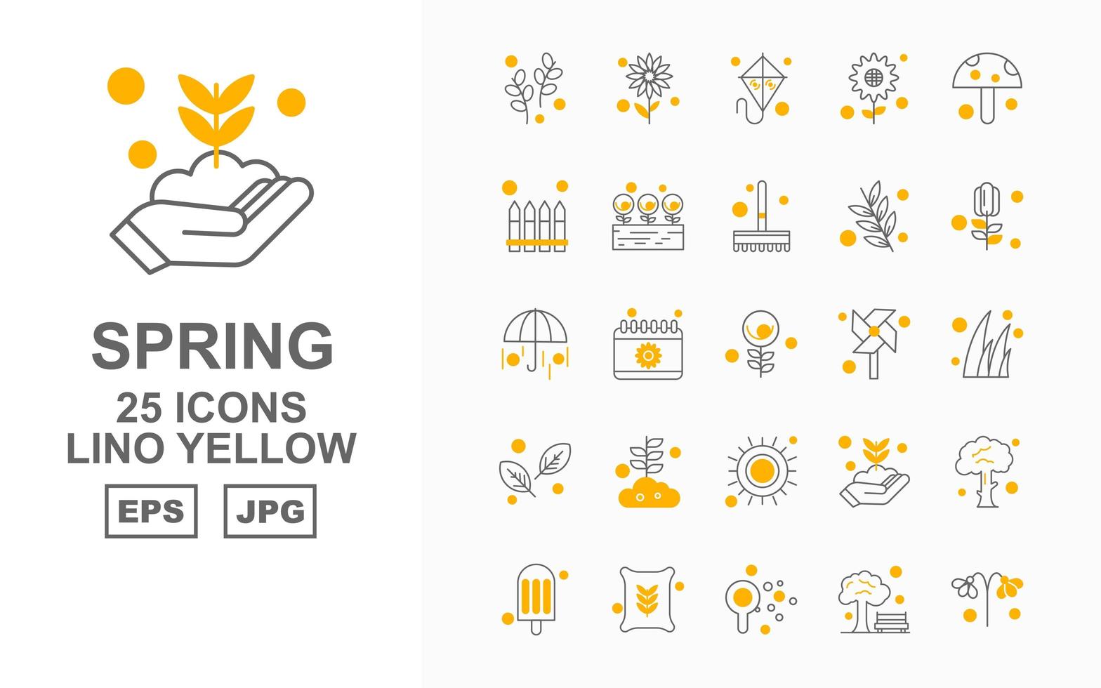 25 Premium Spring Lino Yellow Icon Pack vektor