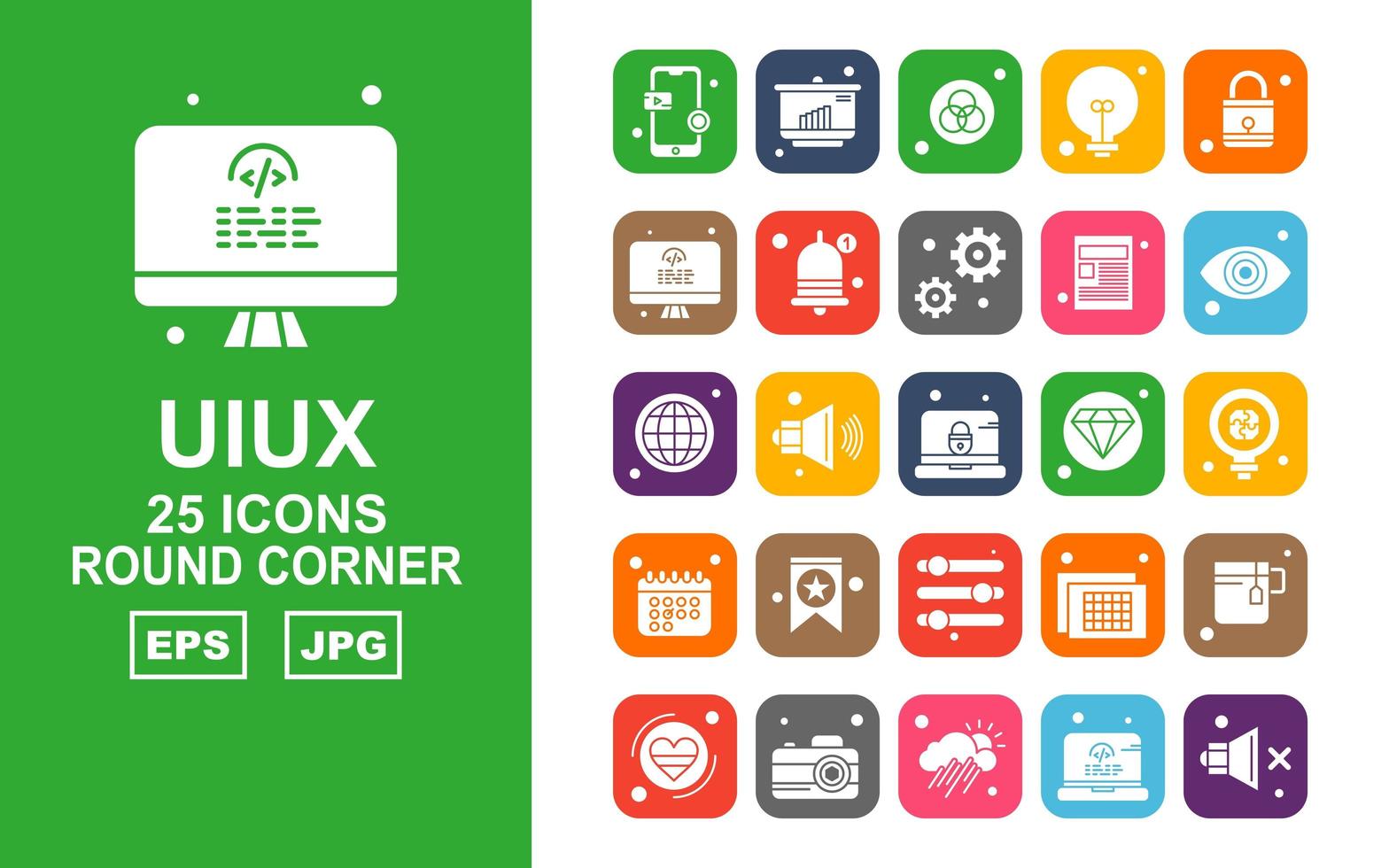 25 Premium UIux Round Corner Icon Pack vektor