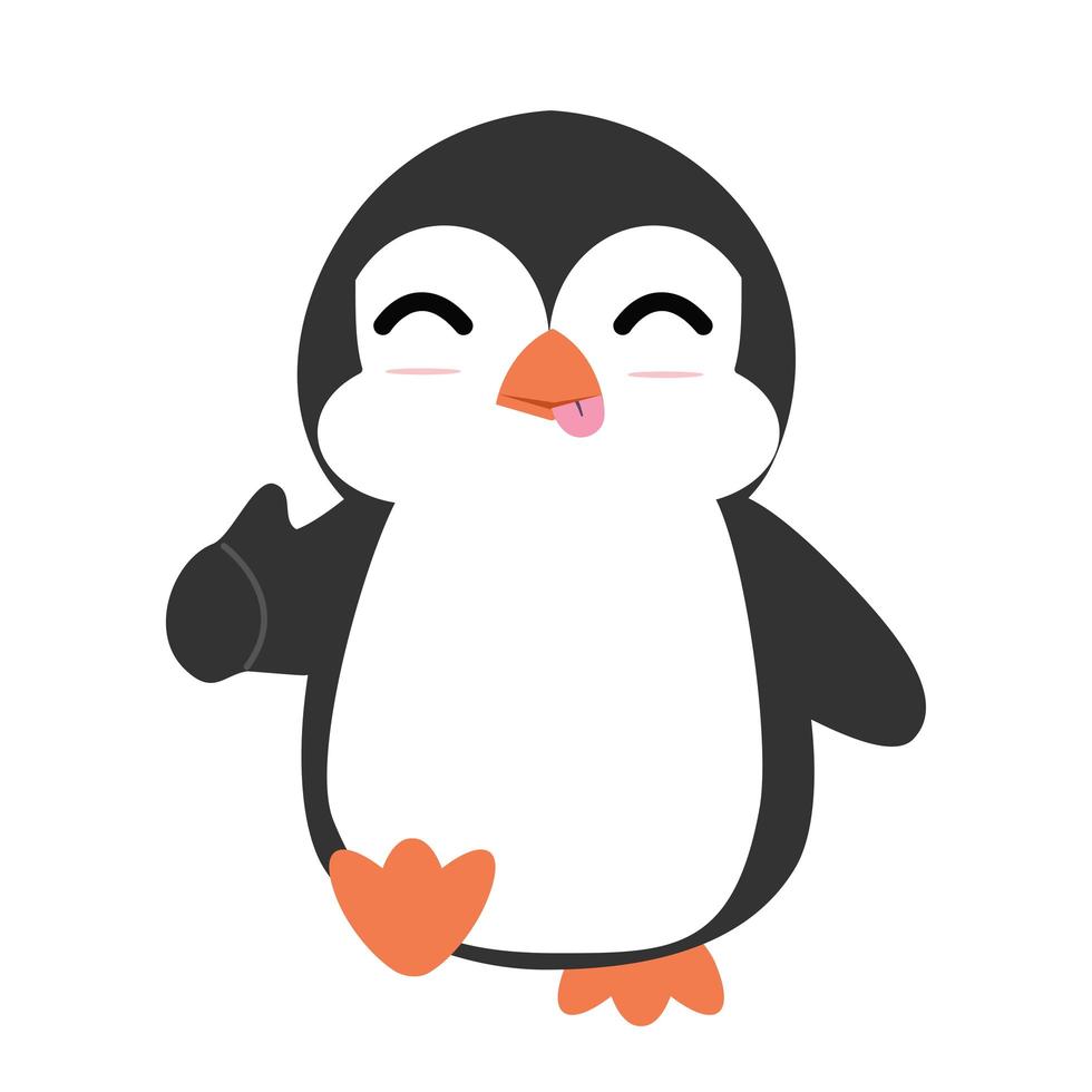 söt pingvin tecknad med tummen upp vektor