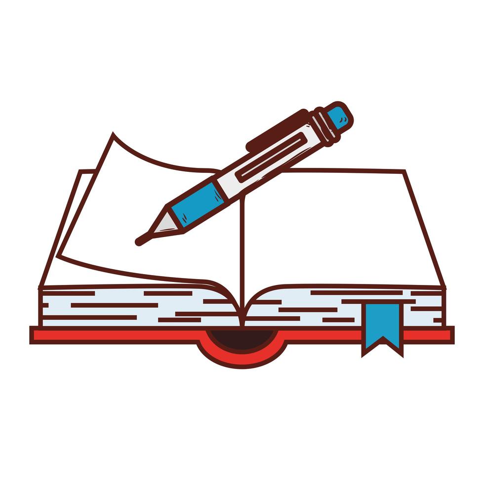 Notizbuchversorgungsschule mit Stift auf weißem Hintergrund vektor