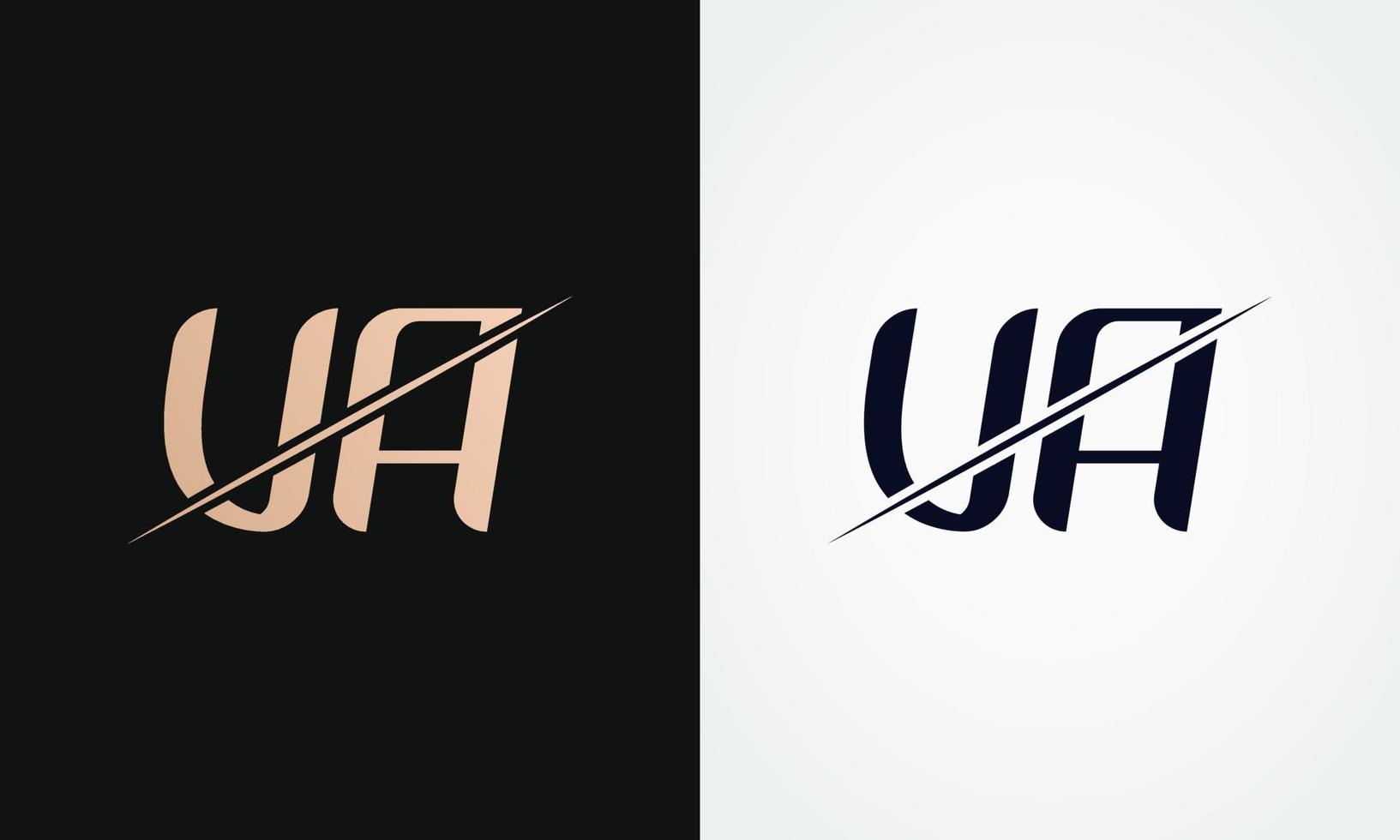 va-Brief-Logo-Design-Vektorvorlage. gold und schwarzer buchstabe va logo design vektor