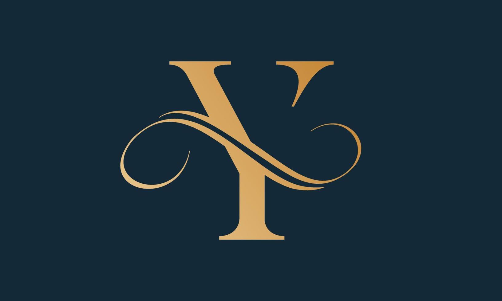 luxus-buchstabe y-logo-vorlage in goldfarbe. modernes, trendiges initiales luxus-y-buchstaben-logo-design. königliche Premium-Buchstabe y-Logo-Design-Vektorvorlage. vektor