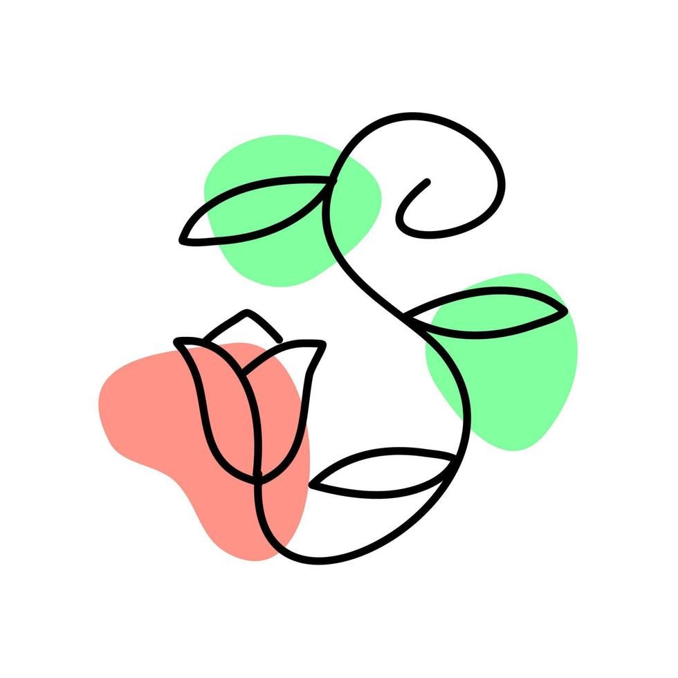 minimalistische blumenillustration. Pflanze Blumen und Blätter. Natur Blume. Blumen. vektor