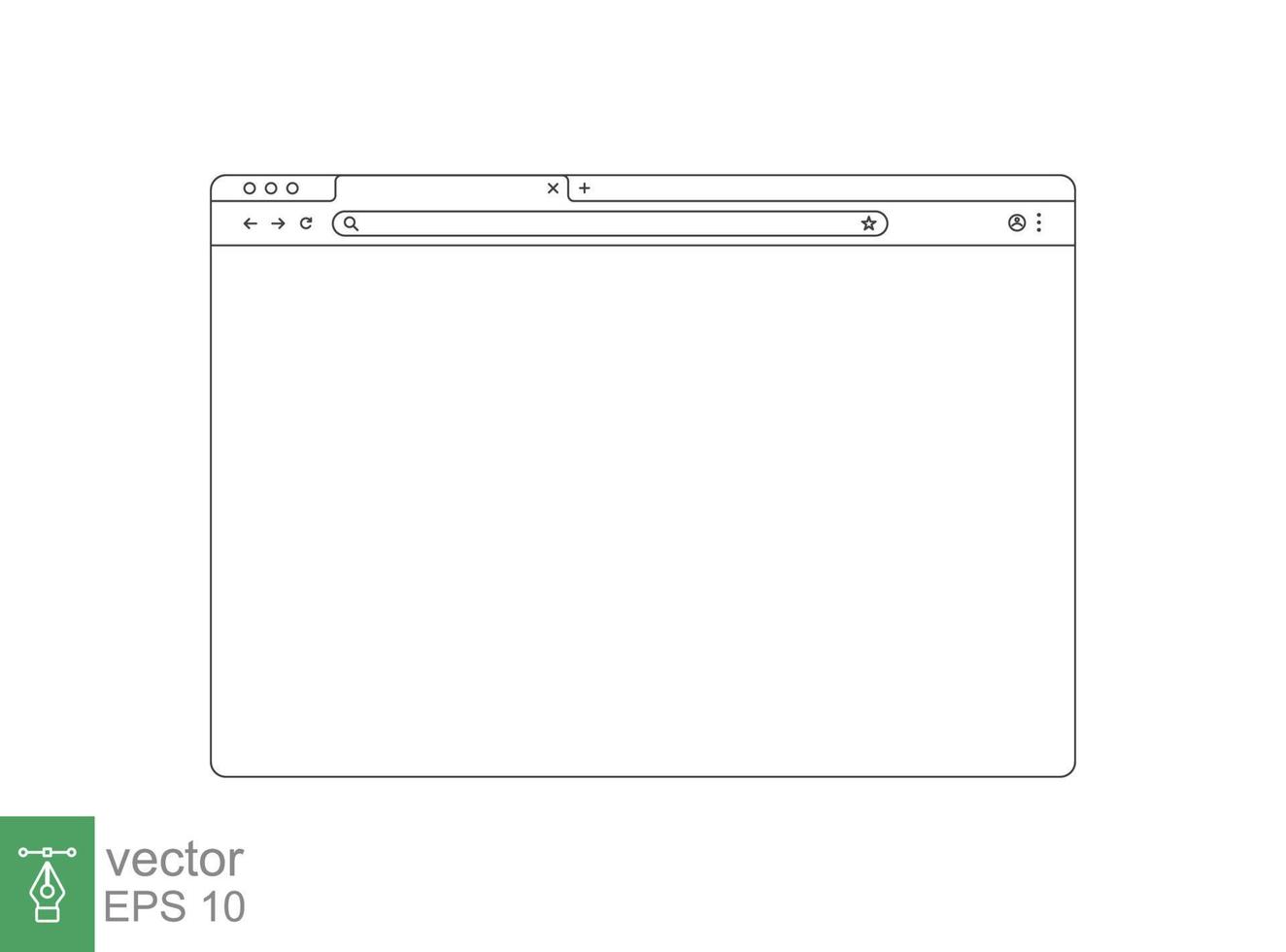 Browser-Mockup-Umriss für die Website. leeres browserfenster im linienstil. Vektor-Illustration isoliert auf weißem Hintergrund. webseiten-benutzeroberfläche, desktop-internetseitenkonzept. Folge 10. vektor