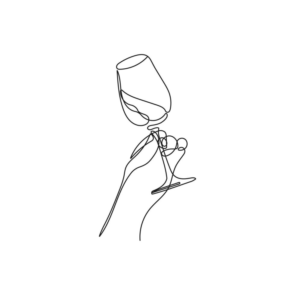 glas av vin i en kvinnors hand avsmakande, skålar. hand dragen vektor illustration.