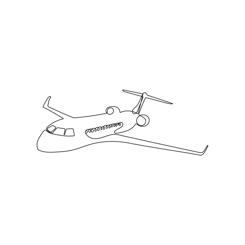 Flugzeug fliegen. ein Zeichenstil für durchgehende Linien. minimalismus handgezeichnete vektorillustration. vektor