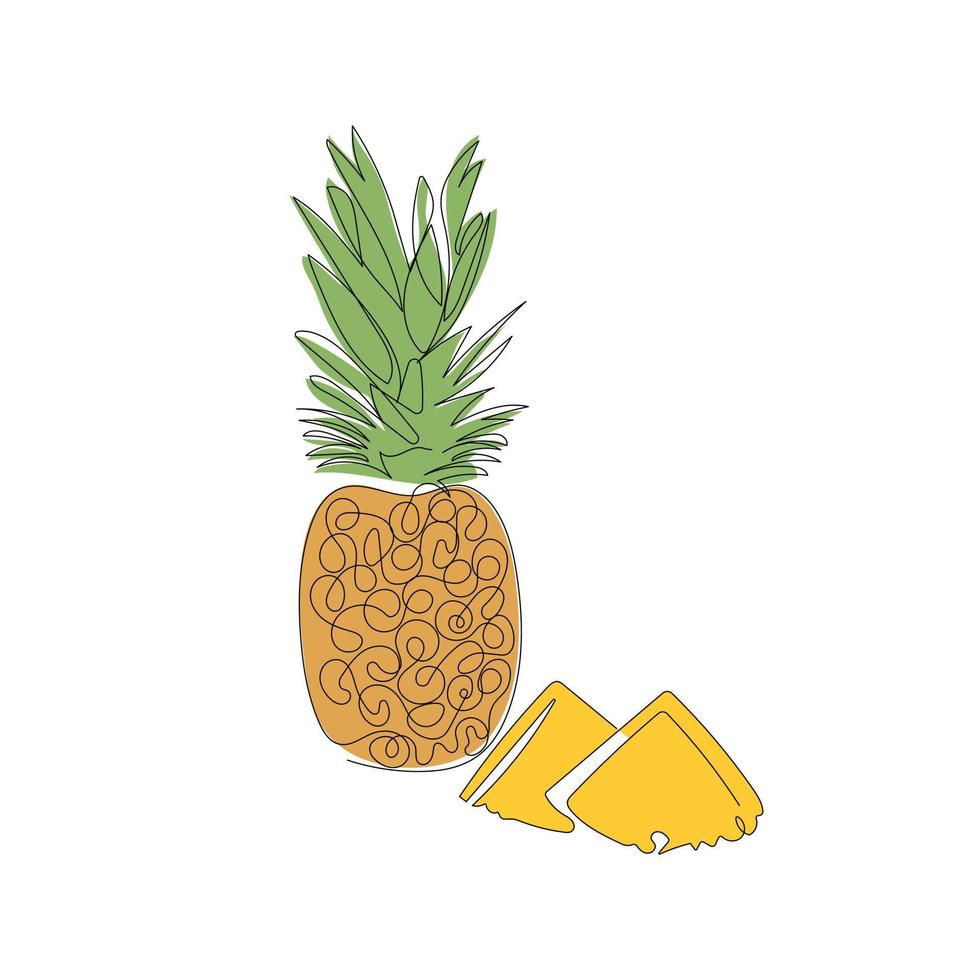 einfache minimalistische vektorillustration der ananas. frische bunte tropische Früchte isoliert auf weißem Hintergrund. hand gezeichnetes veganes konzept. vektor