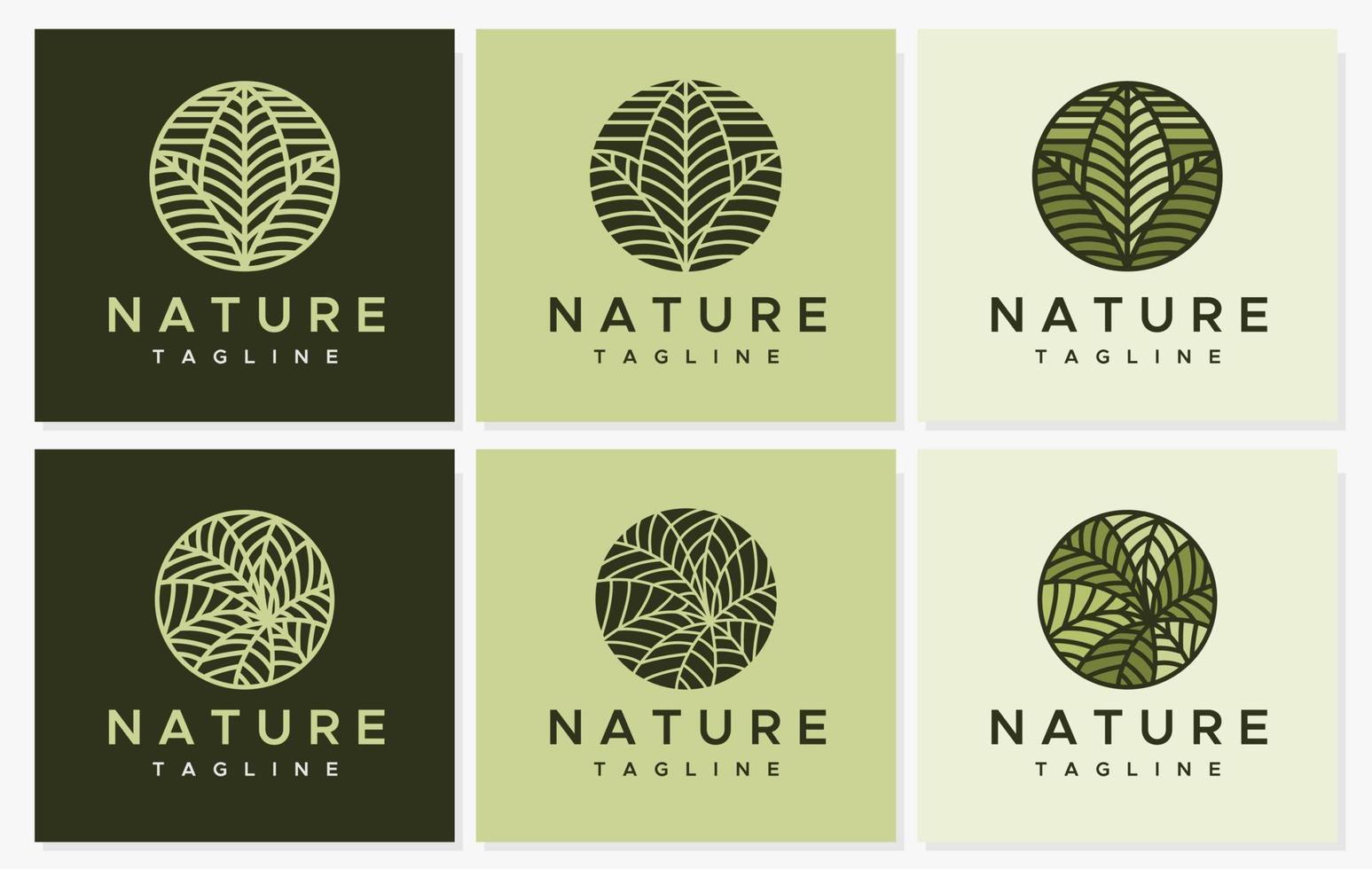 blad linje cirkel logotyp design uppsättning. modern natur linje logotyp mall samling. vektor