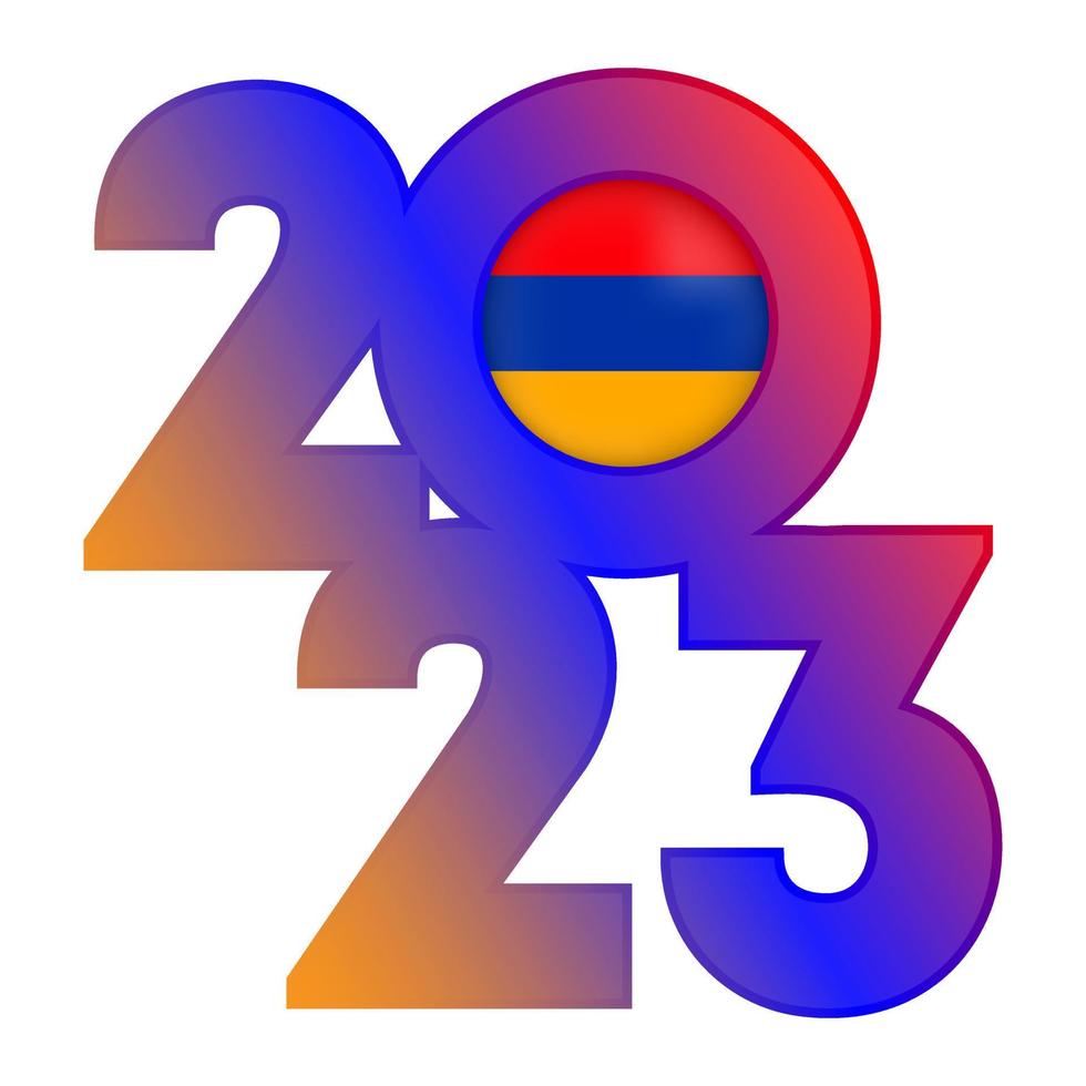 Lycklig ny år 2023 baner med armenia flagga inuti. vektor illustration.