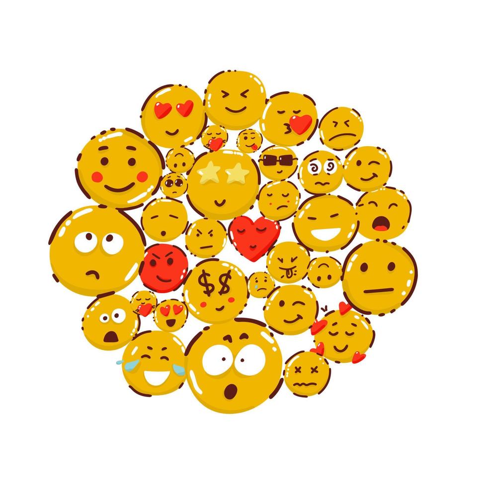 große reihe von emoticon-symbolen. Cartoon-Emoji-Set. Vektor-Emoticon-Set vektor