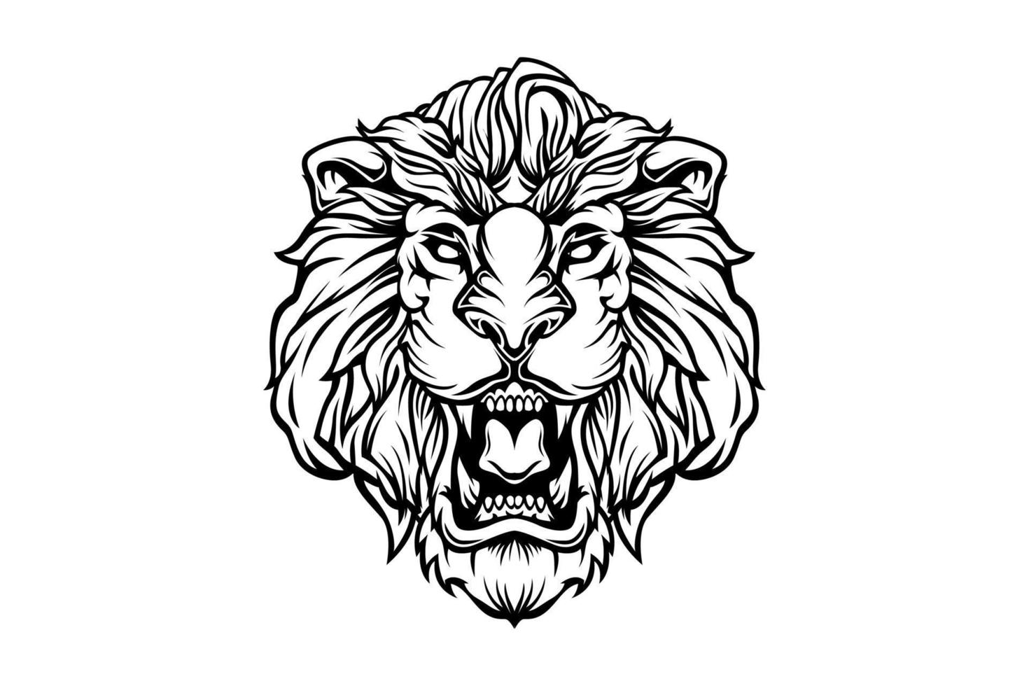 lejon svart och vit vektor illustration