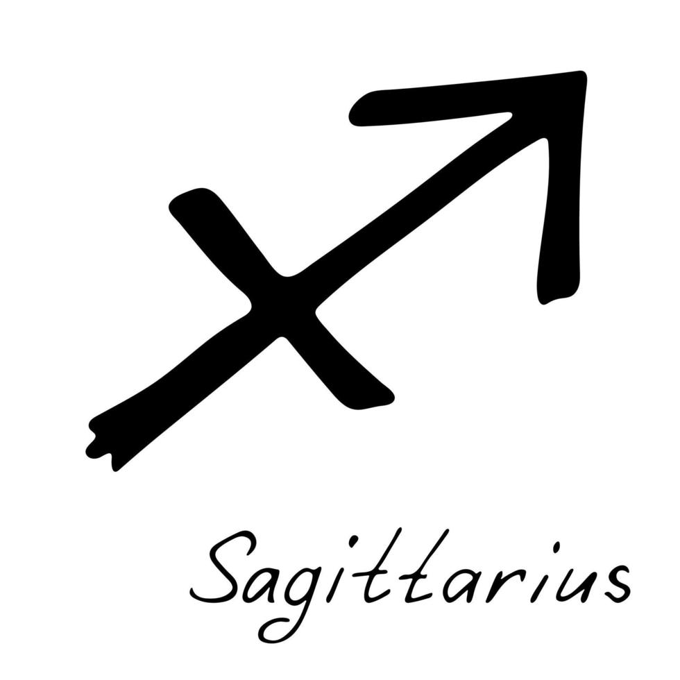 hand dragen sagittarius zodiaken tecken esoterisk symbol klotter astrologi ClipArt element för design vektor