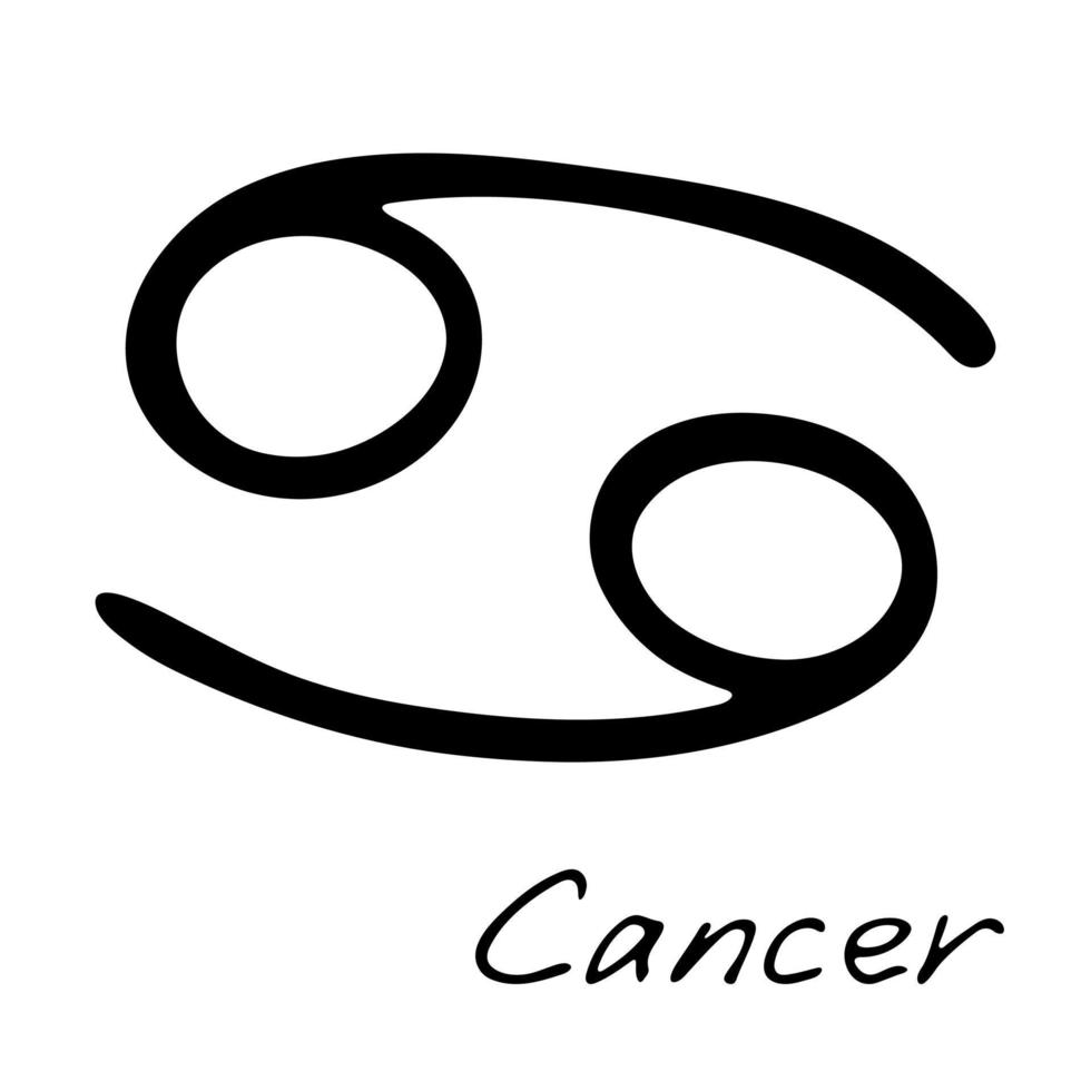 hand dragen cancer zodiaken tecken esoterisk symbol klotter astrologi ClipArt element för design vektor