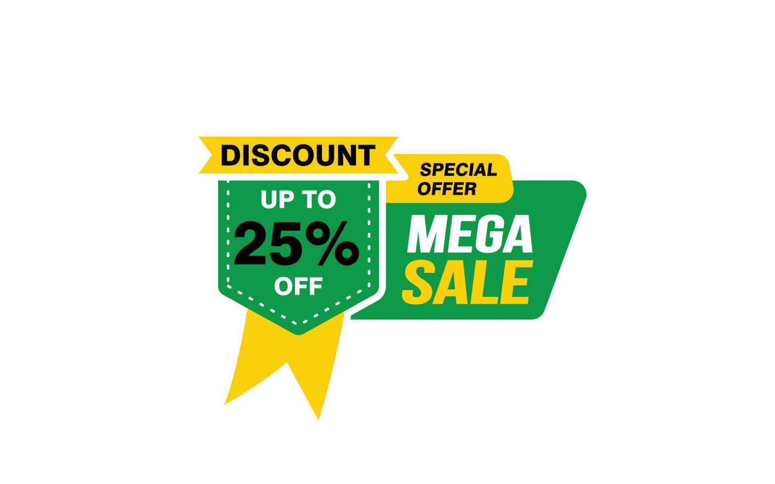 25 Prozent Mega-Sale-Angebot, Räumung, Werbebanner-Layout mit Aufkleberstil. vektor