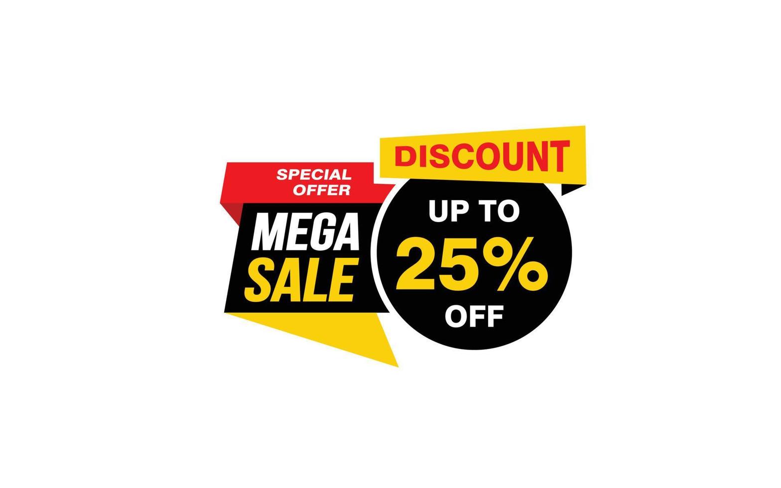 25 Prozent Mega-Sale-Angebot, Räumung, Werbebanner-Layout mit Aufkleberstil. vektor