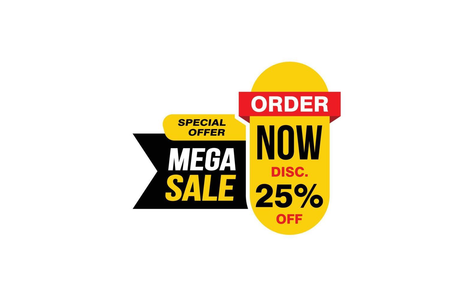 25 Prozent Mega-Sale-Angebot, Räumung, Werbebanner-Layout mit Aufkleberstil. vektor