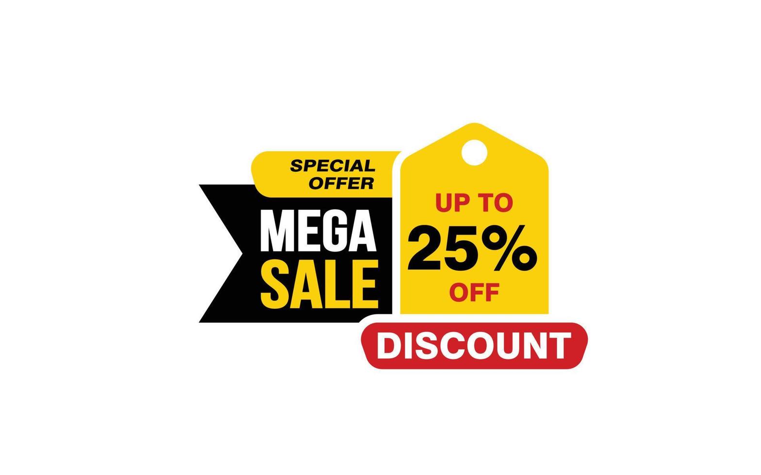 25 Prozent Mega-Sale-Angebot, Räumung, Werbebanner-Layout mit Aufkleberstil. vektor