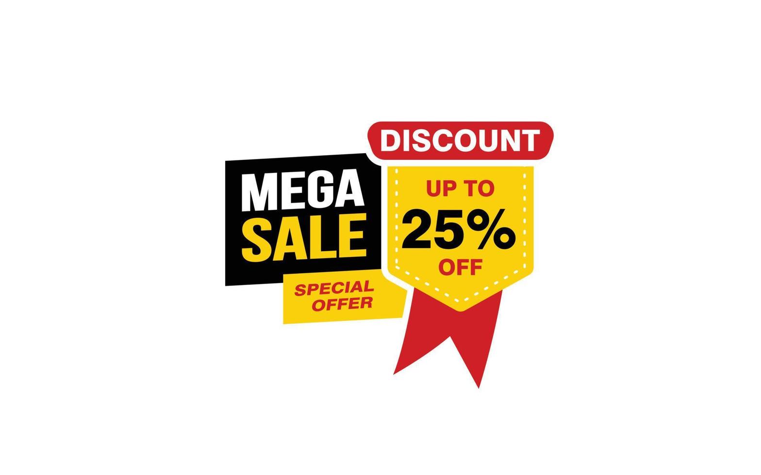 25 Prozent Mega-Sale-Angebot, Räumung, Werbebanner-Layout mit Aufkleberstil. vektor