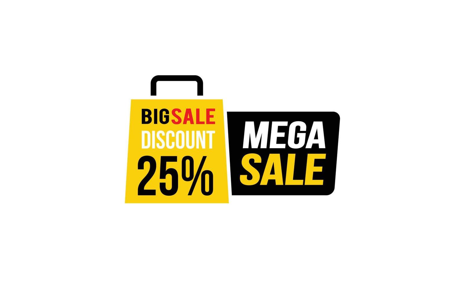 25 Prozent Mega-Sale-Angebot, Räumung, Werbebanner-Layout mit Aufkleberstil. vektor