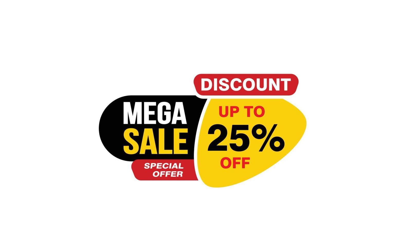 25 Prozent Mega-Sale-Angebot, Räumung, Werbebanner-Layout mit Aufkleberstil. vektor