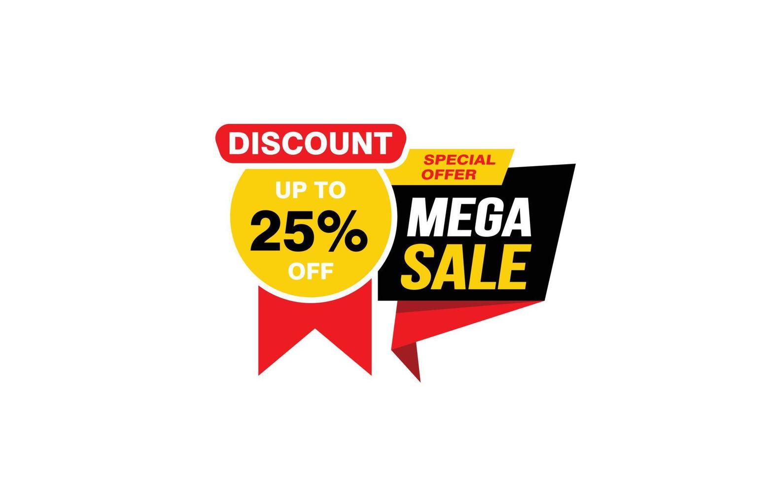 25 Prozent Mega-Sale-Angebot, Räumung, Werbebanner-Layout mit Aufkleberstil. vektor