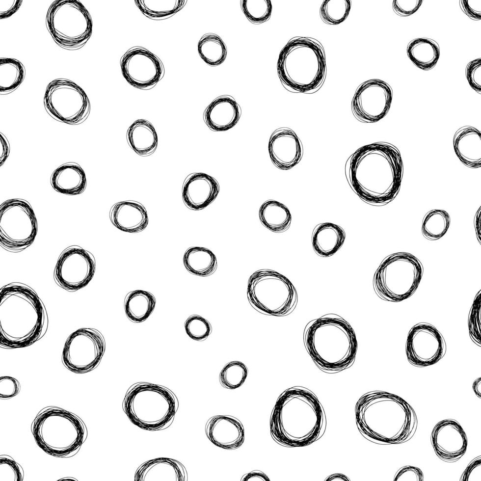 nahtloses muster mit schwarzer skizze handgezeichneter bleistiftkritzel-ellipsenform auf weißem hintergrund. abstrakte Grunge-Textur. Vektor-Illustration vektor