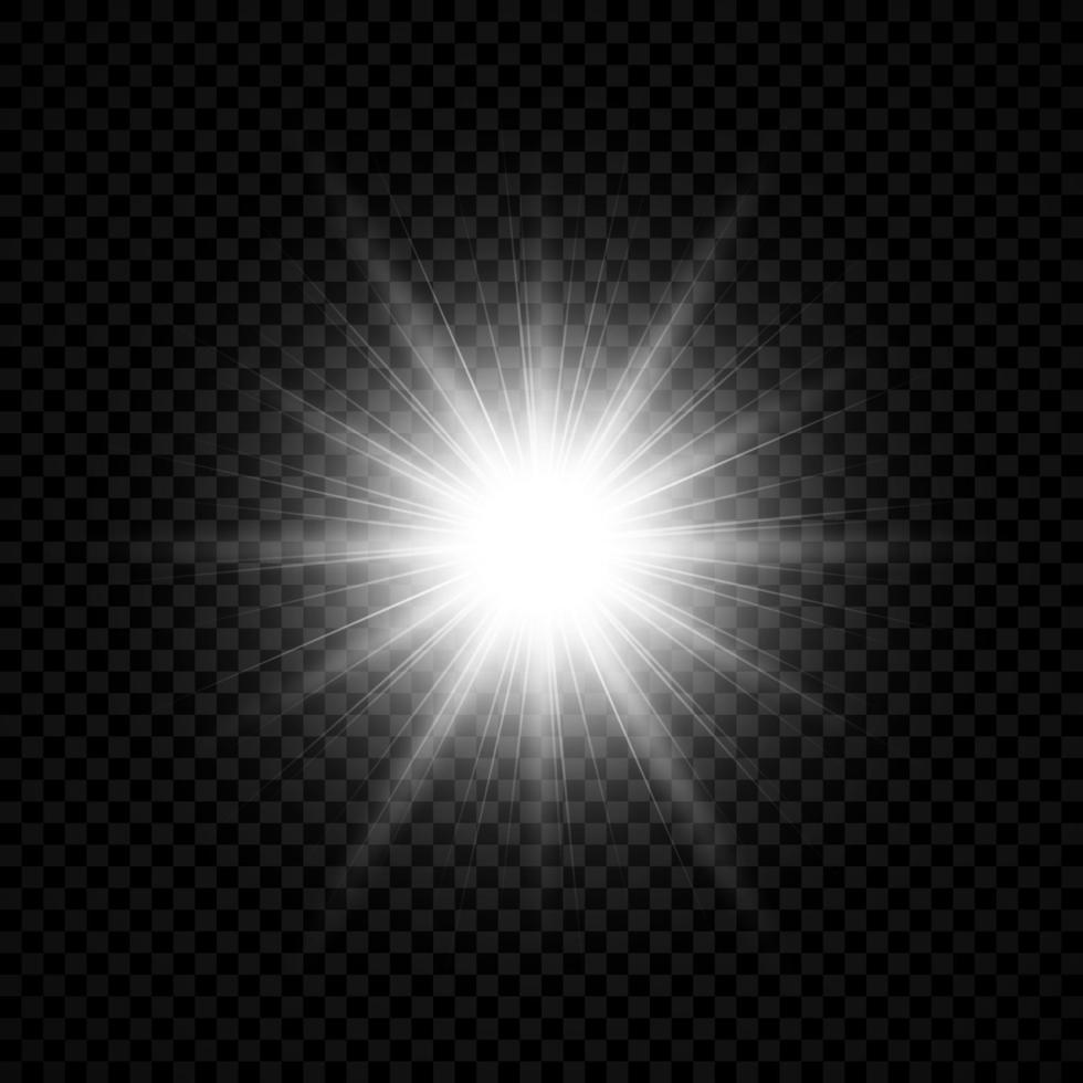 Lichteffekt von Lens Flares. Weiß leuchtende Lichter Starburst-Effekte mit Funkeln vektor