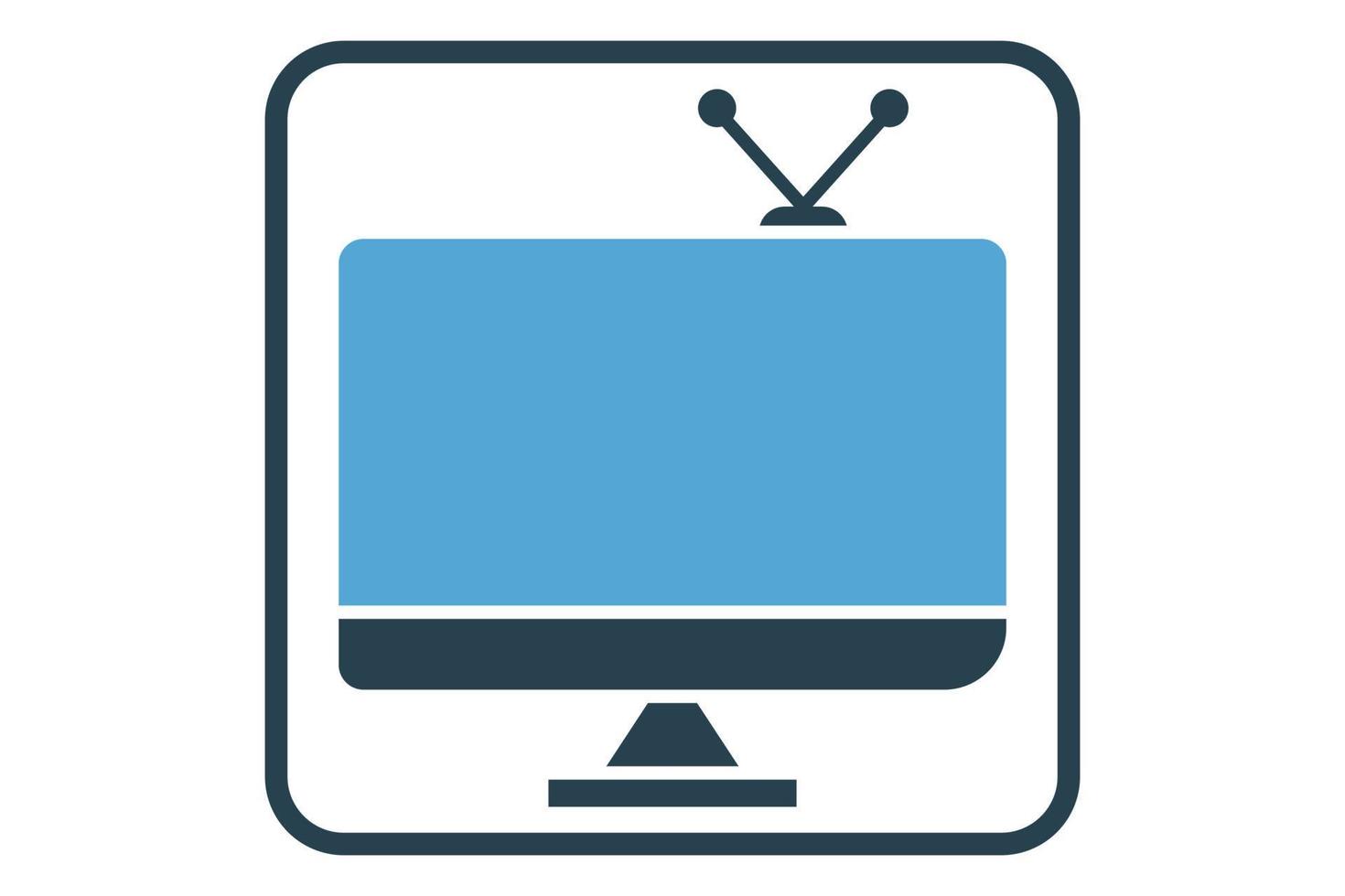 Abbildung des Fernsehsymbols. Symbol für Multimedia. solider Icon-Stil. einfaches Vektordesign editierbar vektor