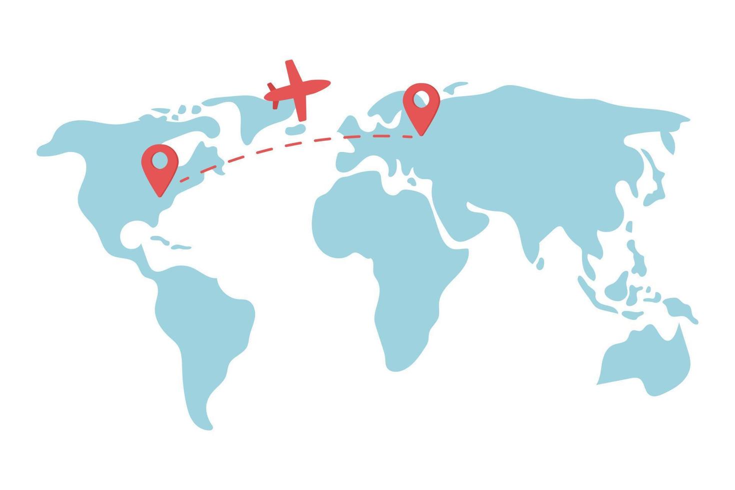 flygplan rutt på Karta platt begrepp vektor illustration. redigerbar 2d tecknad serie scen på vit för webb design. flygplan flyg från ett plats till annan kreativ aning för hemsida, mobil, presentation