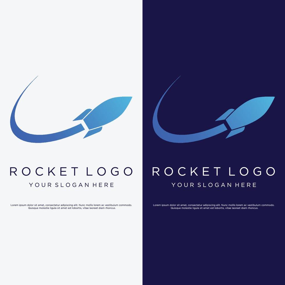 kreativ och modern raket design logotyp, rymdskepp lansera mall. vektor