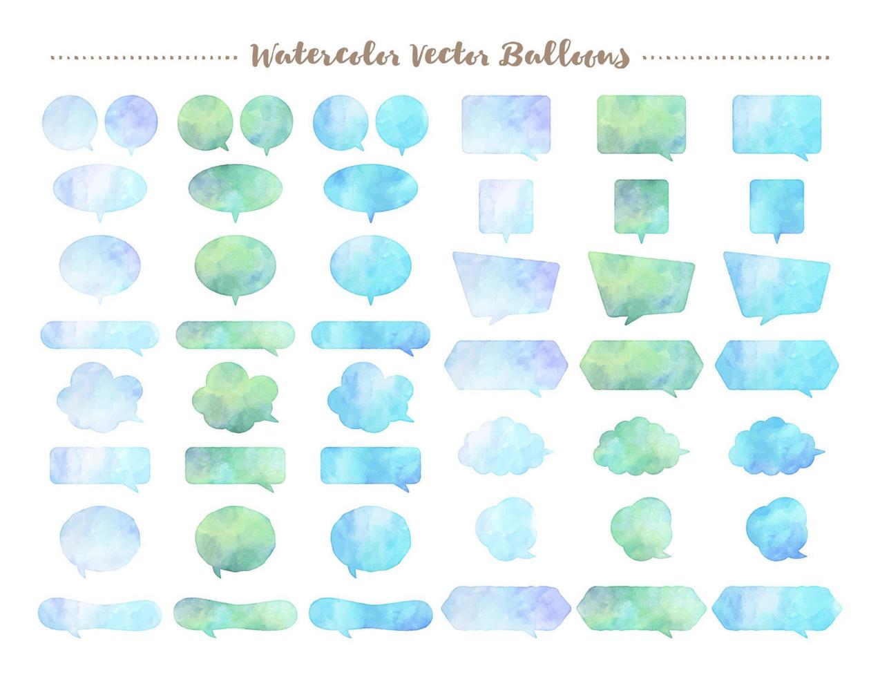 Aquarell-Vektor-Sprechblasen-Set - blau und grün vektor