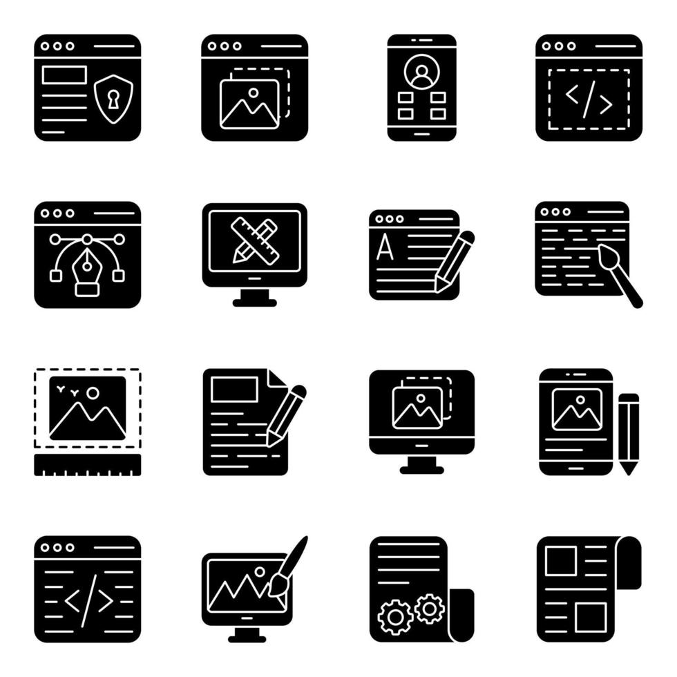 Packung mit Web-Solid-Icons vektor