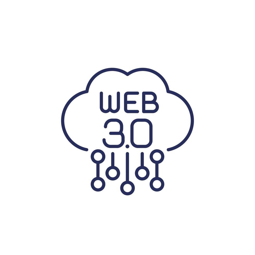 Web 3.0-Liniensymbol mit Wolke, Vektor