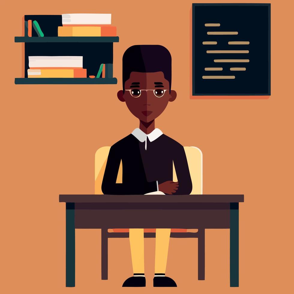 en sittande svart professor i främre av hans skrivbord vektor