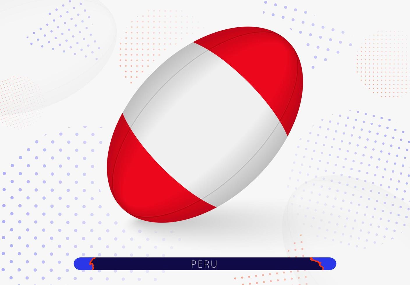 Rugbyball mit der Flagge von Peru darauf. Ausrüstung für das Rugby-Team von Peru. vektor