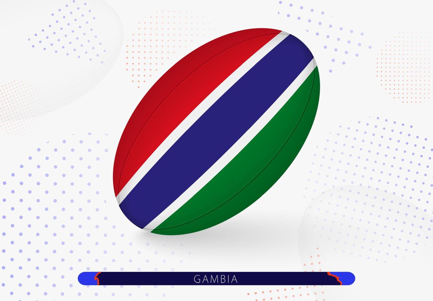 Rugbyball mit der Flagge von Gambia darauf. Ausrüstung für das Rugby-Team von Gambia. vektor