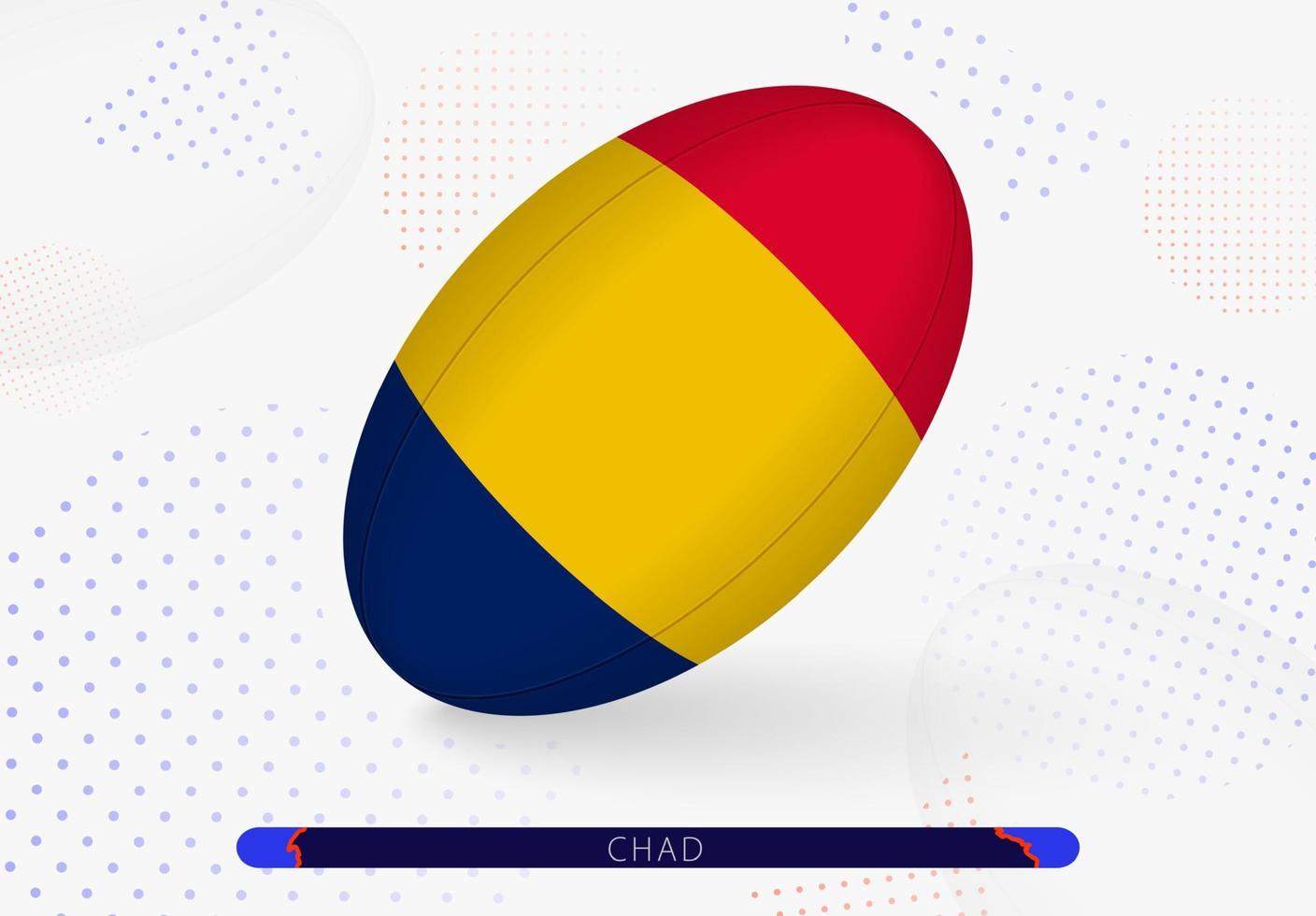Rugbyball mit der Flagge des Tschad darauf. Ausrüstung für das Rugby-Team des Tschad. vektor